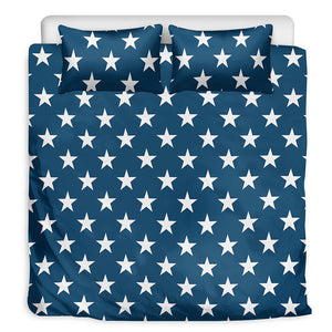 White And Blue USA Star Pattern Print Duvet Cover Bedding Set