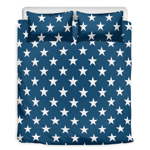 White And Blue USA Star Pattern Print Duvet Cover Bedding Set