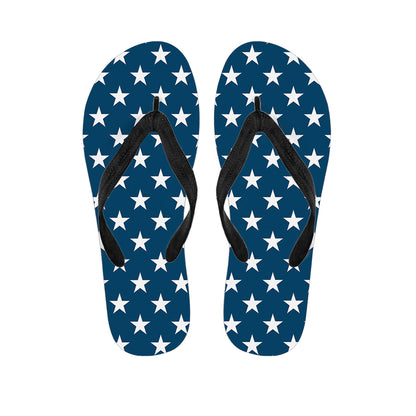 White And Blue USA Star Pattern Print Flip Flops