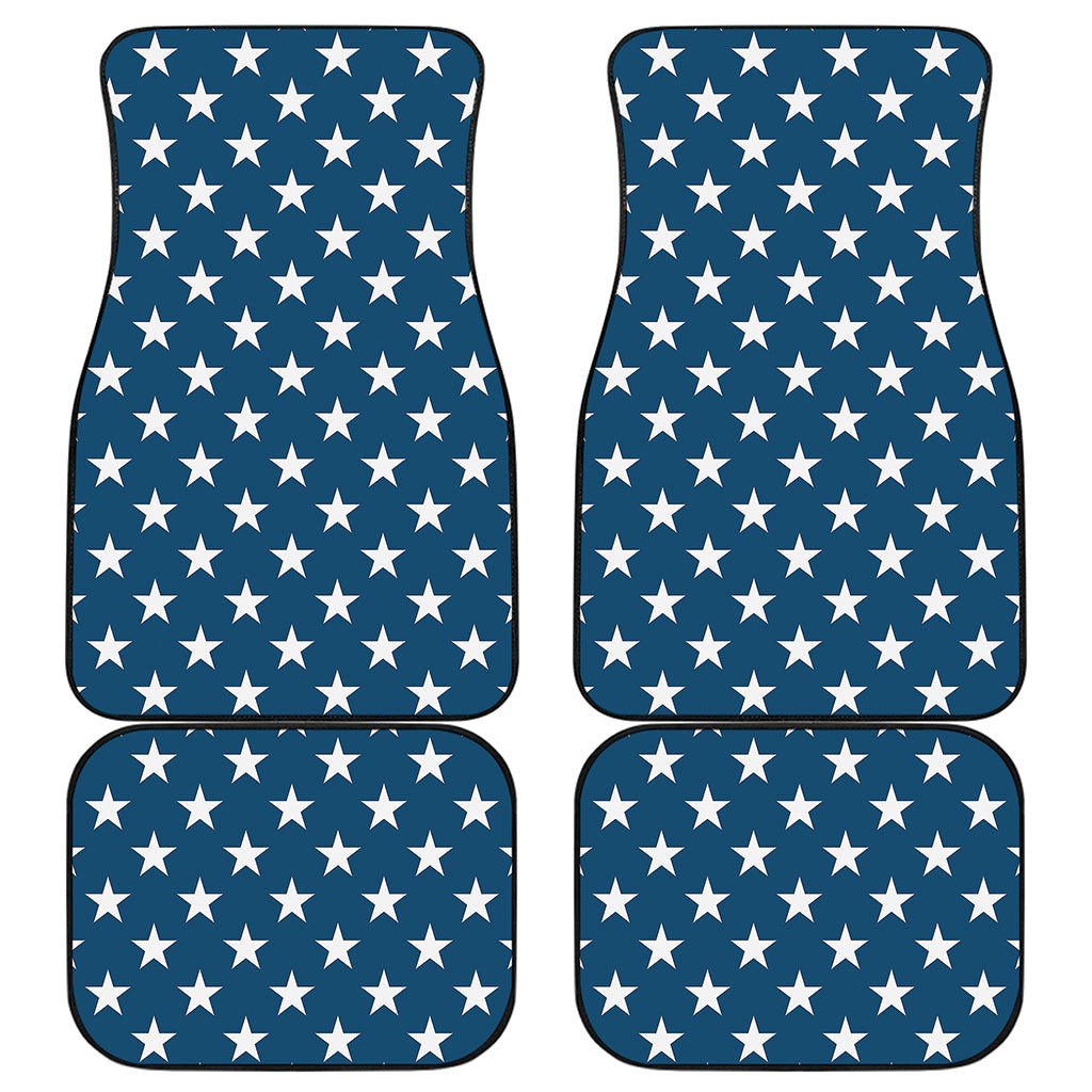 White And Blue USA Star Pattern Print Front and Back Car Floor Mats