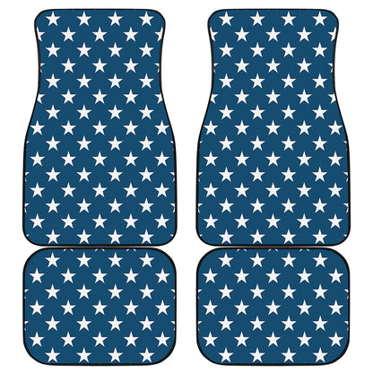 White And Blue USA Star Pattern Print Front and Back Car Floor Mats