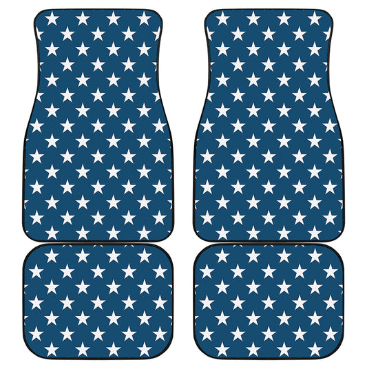 White And Blue USA Star Pattern Print Front and Back Car Floor Mats