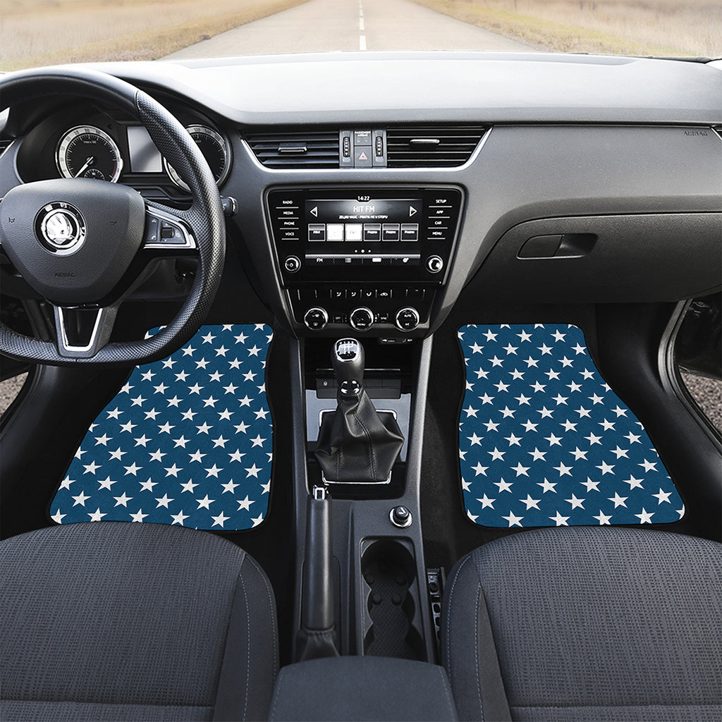 White And Blue USA Star Pattern Print Front and Back Car Floor Mats