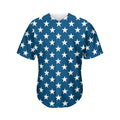 White And Blue USA Star Pattern Print Men's Baseball Jersey