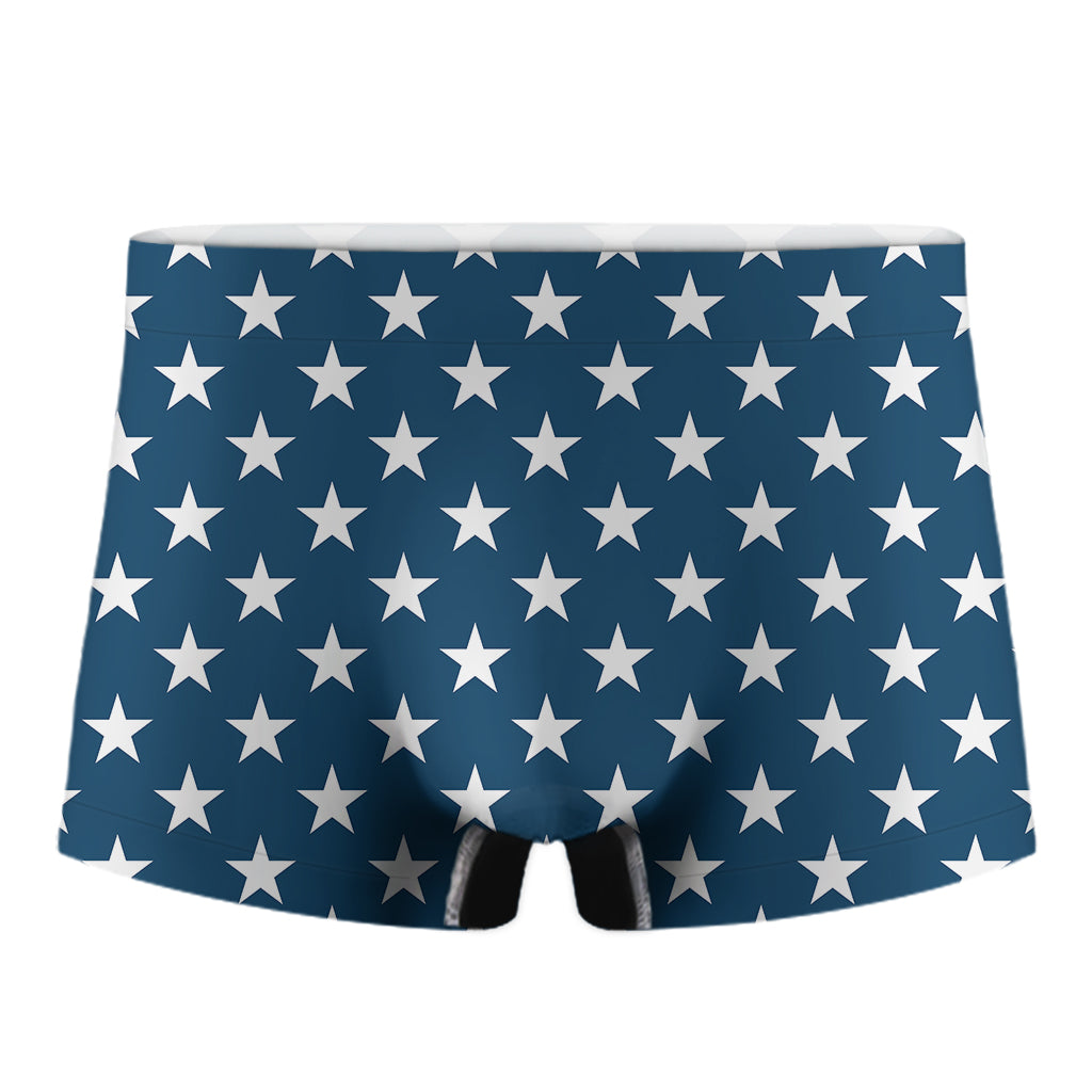 White And Blue USA Star Pattern Print Men's Boxer Briefs