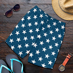 White And Blue USA Star Pattern Print Men's Shorts