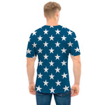 White And Blue USA Star Pattern Print Men's T-Shirt