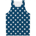 White And Blue USA Star Pattern Print Men's Tank Top