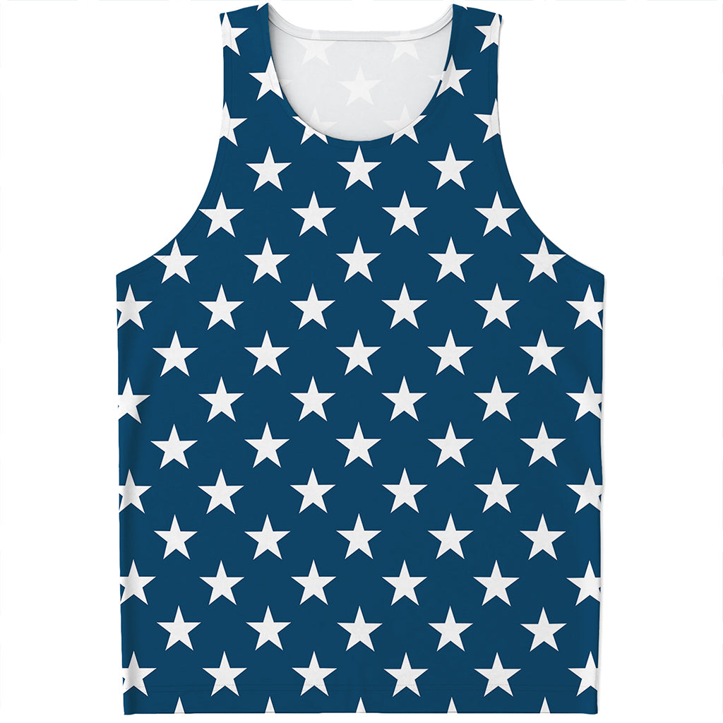 White And Blue USA Star Pattern Print Men's Tank Top