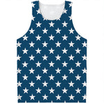 White And Blue USA Star Pattern Print Men's Tank Top