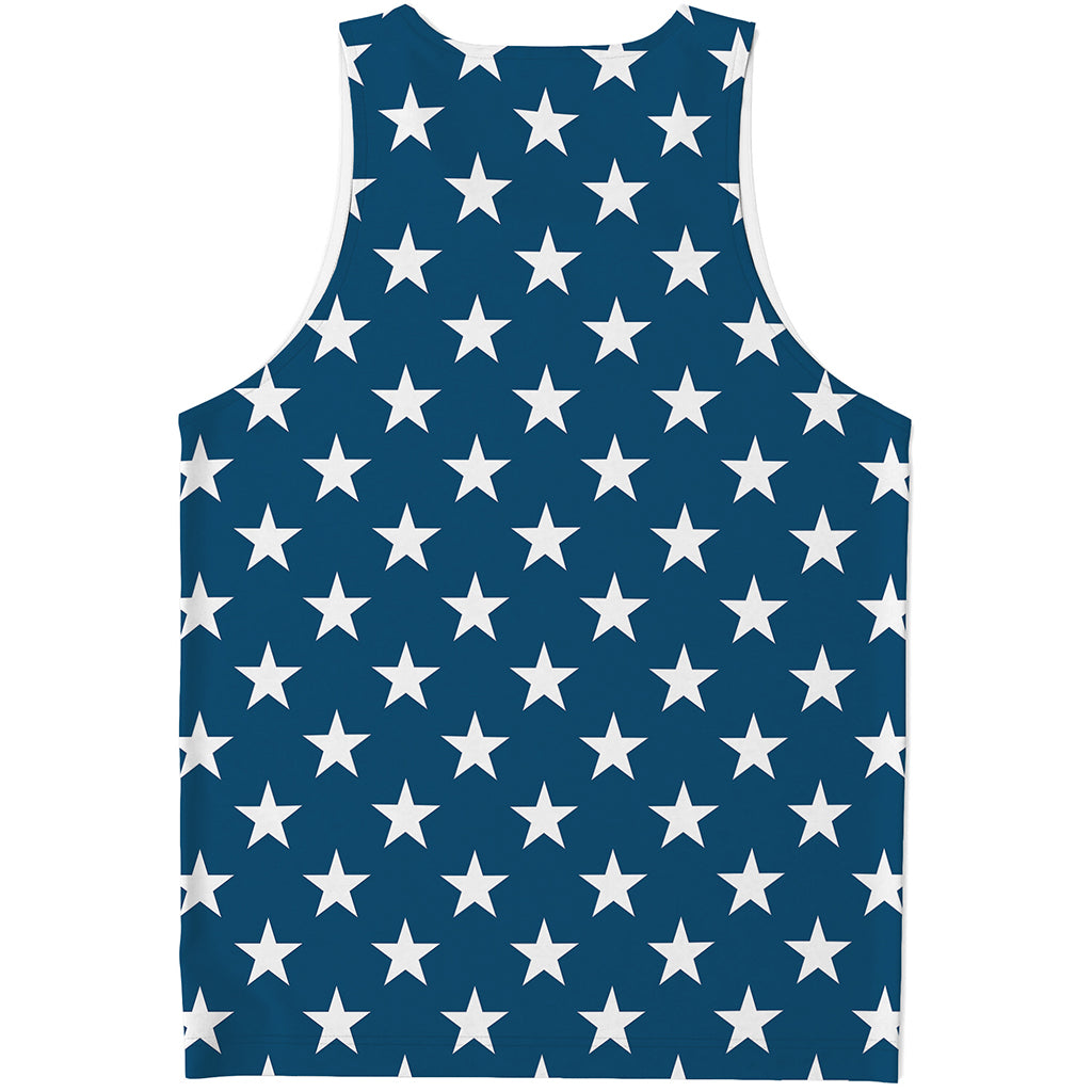 White And Blue USA Star Pattern Print Men's Tank Top