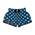White And Blue USA Star Pattern Print Muay Thai Boxing Shorts