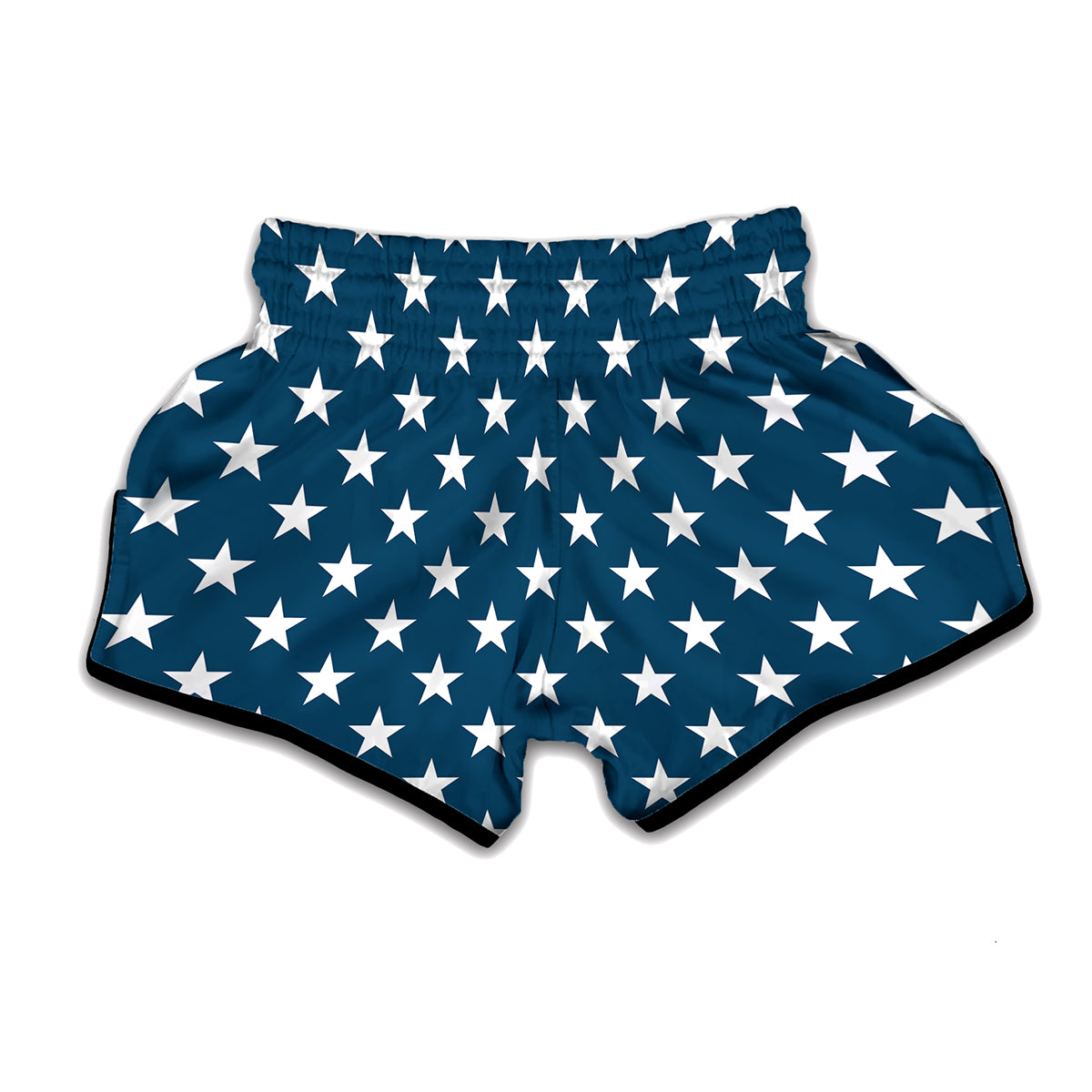 White And Blue USA Star Pattern Print Muay Thai Boxing Shorts