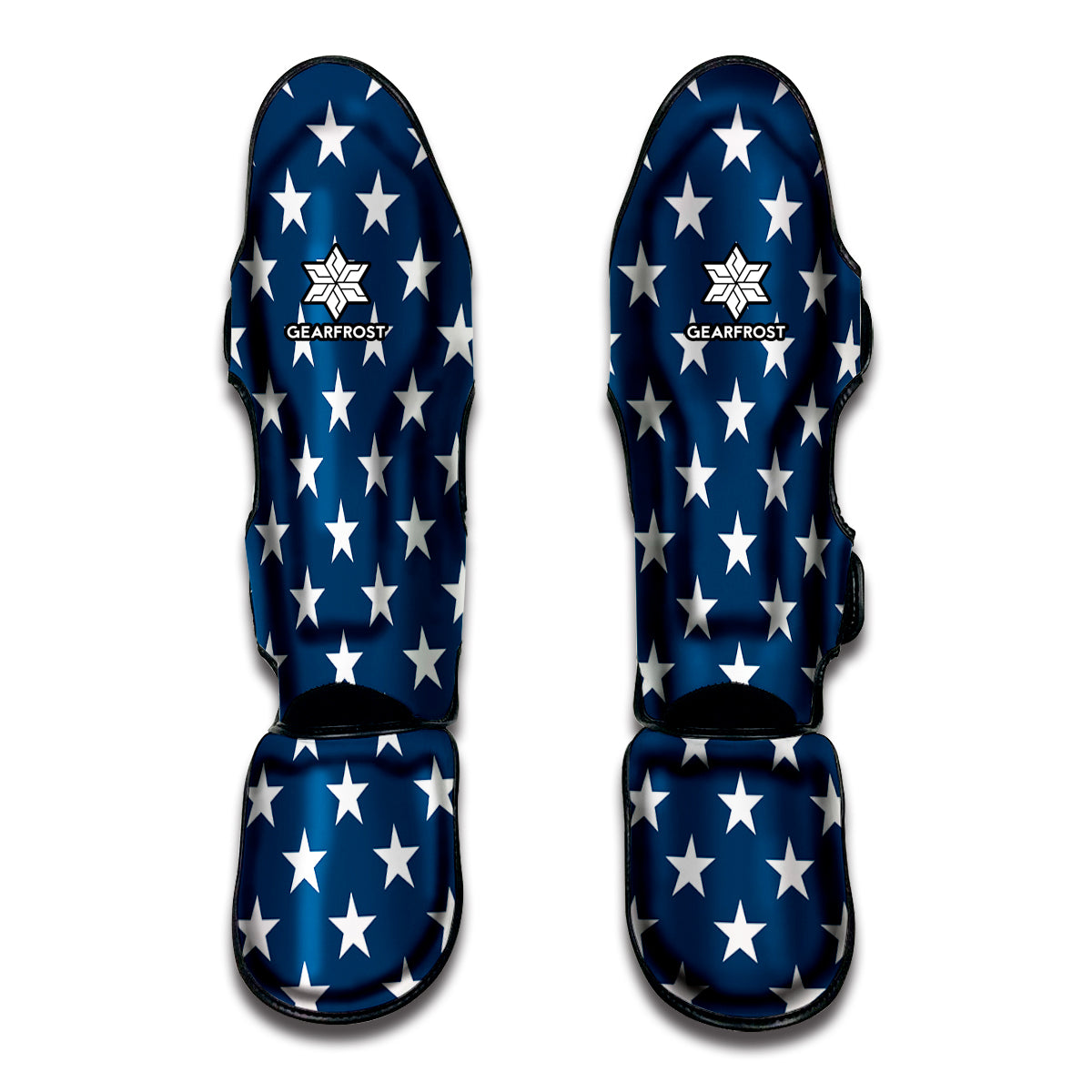 White And Blue USA Star Pattern Print Muay Thai Shin Guard