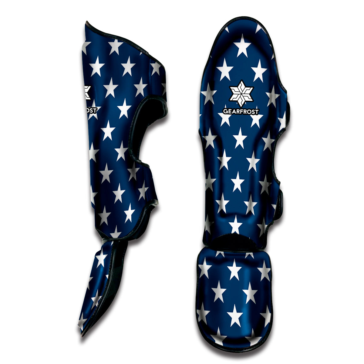 White And Blue USA Star Pattern Print Muay Thai Shin Guard