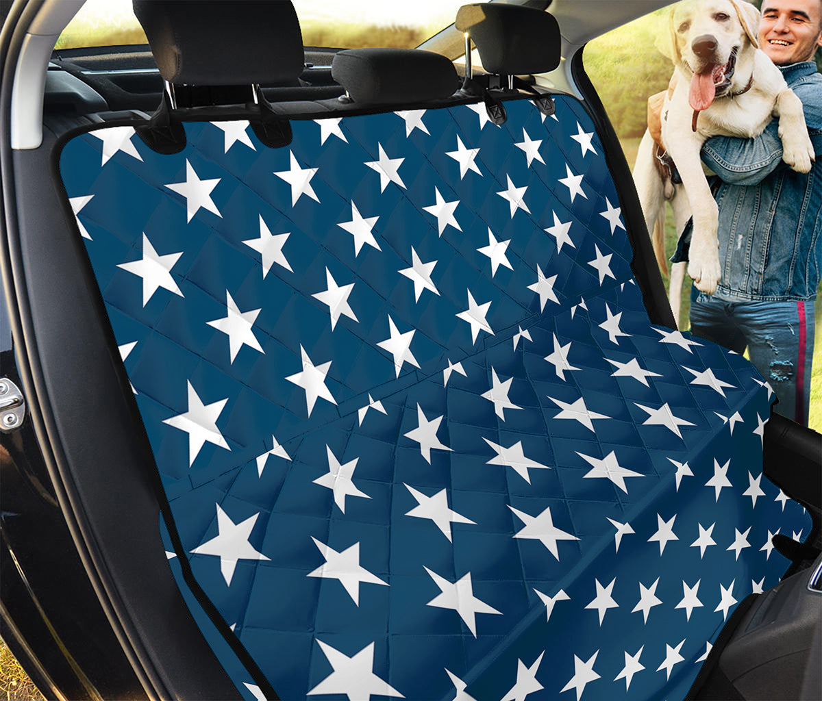 White And Blue USA Star Pattern Print Pet Car Back Seat Cover