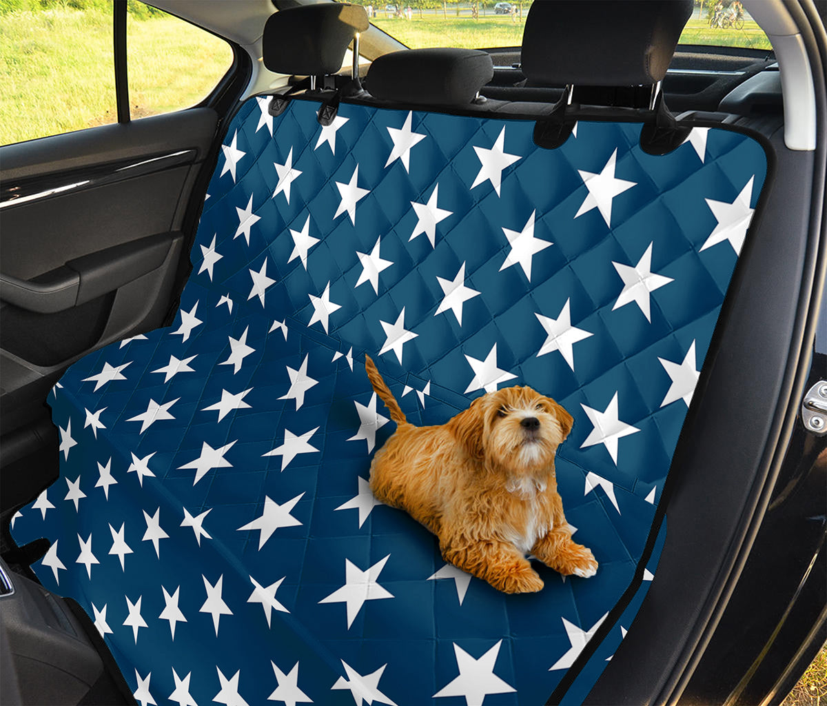 White And Blue USA Star Pattern Print Pet Car Back Seat Cover