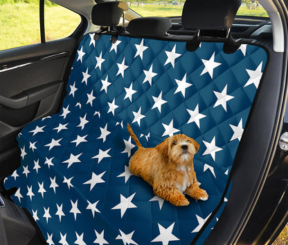 White And Blue USA Star Pattern Print Pet Car Back Seat Cover