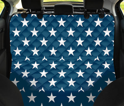 White And Blue USA Star Pattern Print Pet Car Back Seat Cover