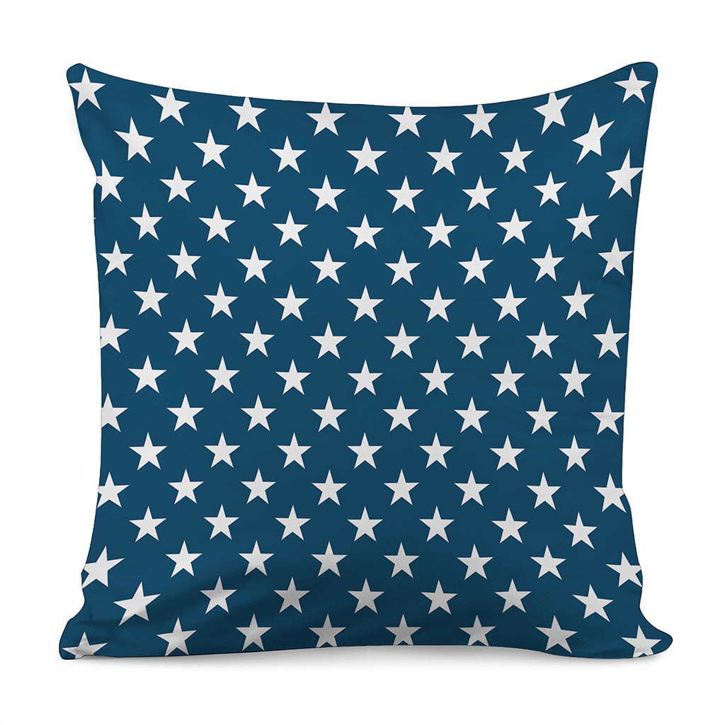 White And Blue USA Star Pattern Print Pillow Cover