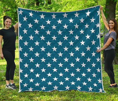 White And Blue USA Star Pattern Print Quilt