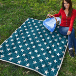 White And Blue USA Star Pattern Print Quilt