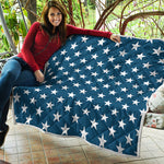 White And Blue USA Star Pattern Print Quilt
