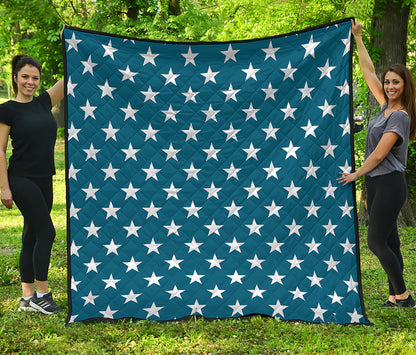 White And Blue USA Star Pattern Print Quilt