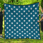 White And Blue USA Star Pattern Print Quilt