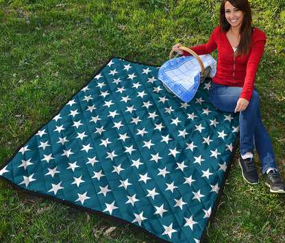 White And Blue USA Star Pattern Print Quilt