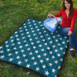 White And Blue USA Star Pattern Print Quilt