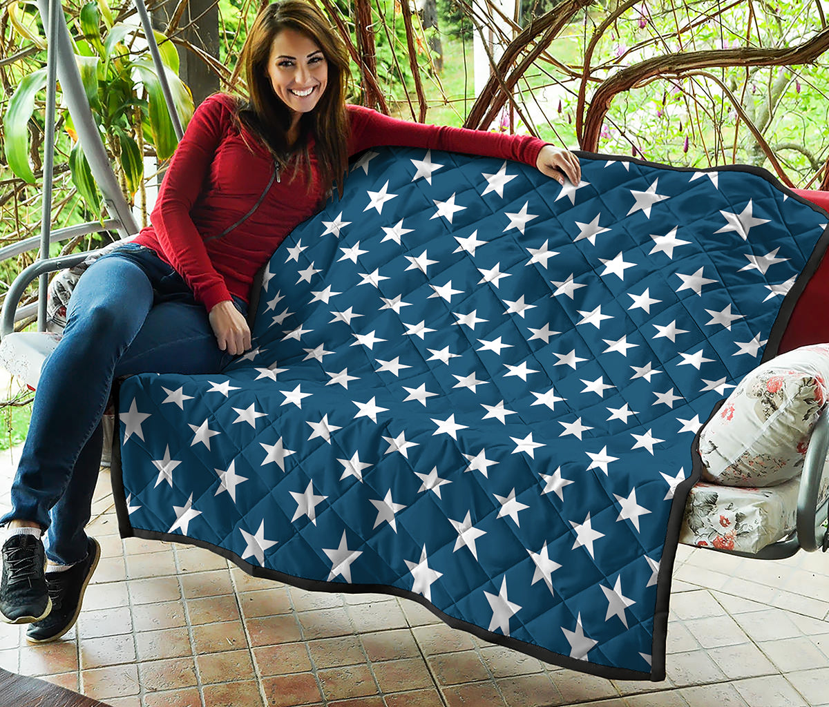 White And Blue USA Star Pattern Print Quilt