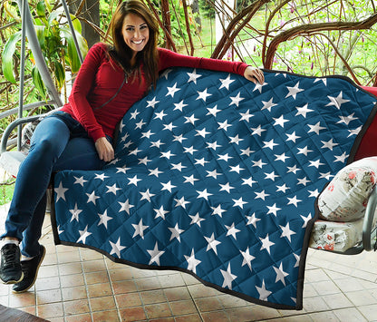 White And Blue USA Star Pattern Print Quilt