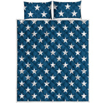 White And Blue USA Star Pattern Print Quilt Bed Set