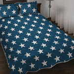 White And Blue USA Star Pattern Print Quilt Bed Set