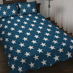 White And Blue USA Star Pattern Print Quilt Bed Set