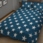 White And Blue USA Star Pattern Print Quilt Bed Set