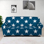 White And Blue USA Star Pattern Print Sofa Cover
