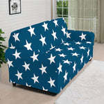 White And Blue USA Star Pattern Print Sofa Cover