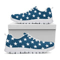 White And Blue USA Star Pattern Print White Running Shoes