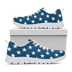 White And Blue USA Star Pattern Print White Sneakers
