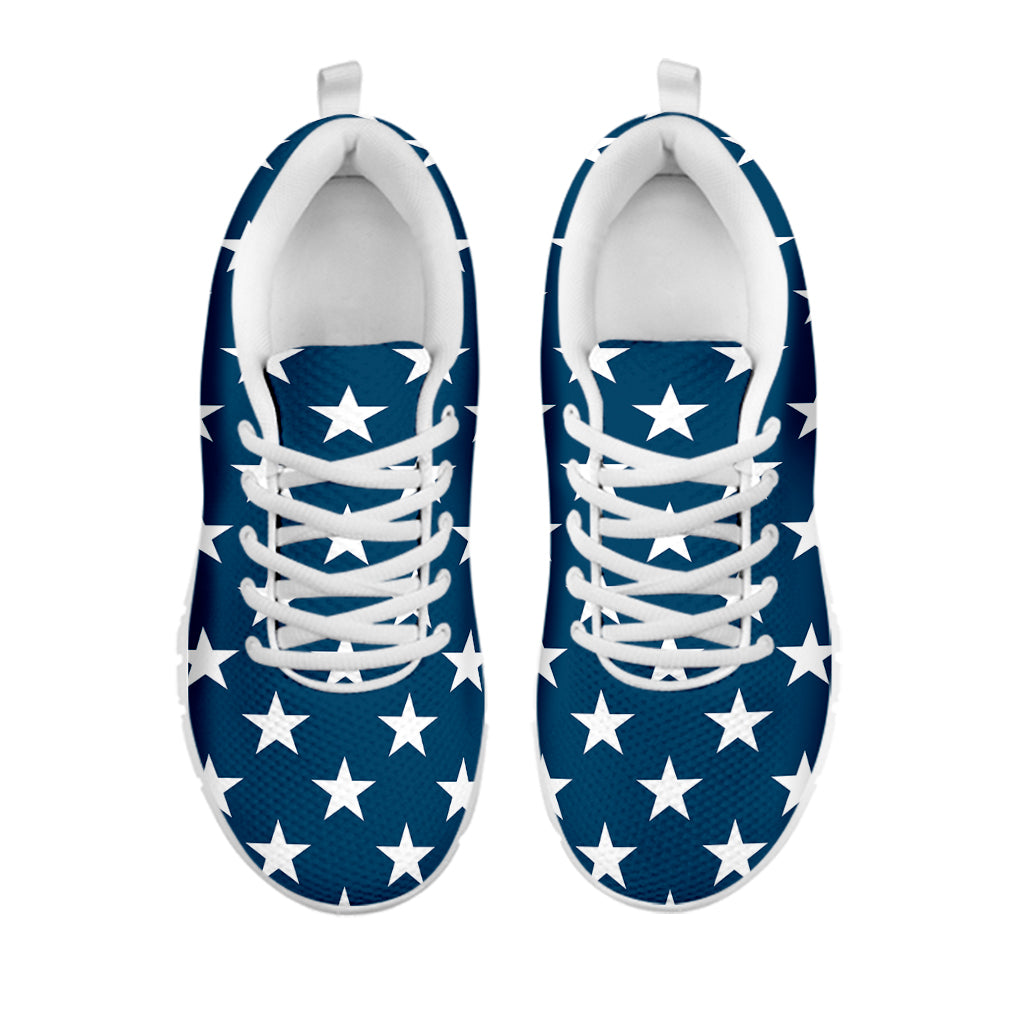 White And Blue USA Star Pattern Print White Sneakers