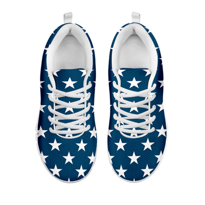 White And Blue USA Star Pattern Print White Sneakers