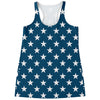White And Blue USA Star Pattern Print Women's Racerback Tank Top