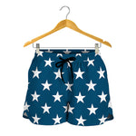 White And Blue USA Star Pattern Print Women's Shorts