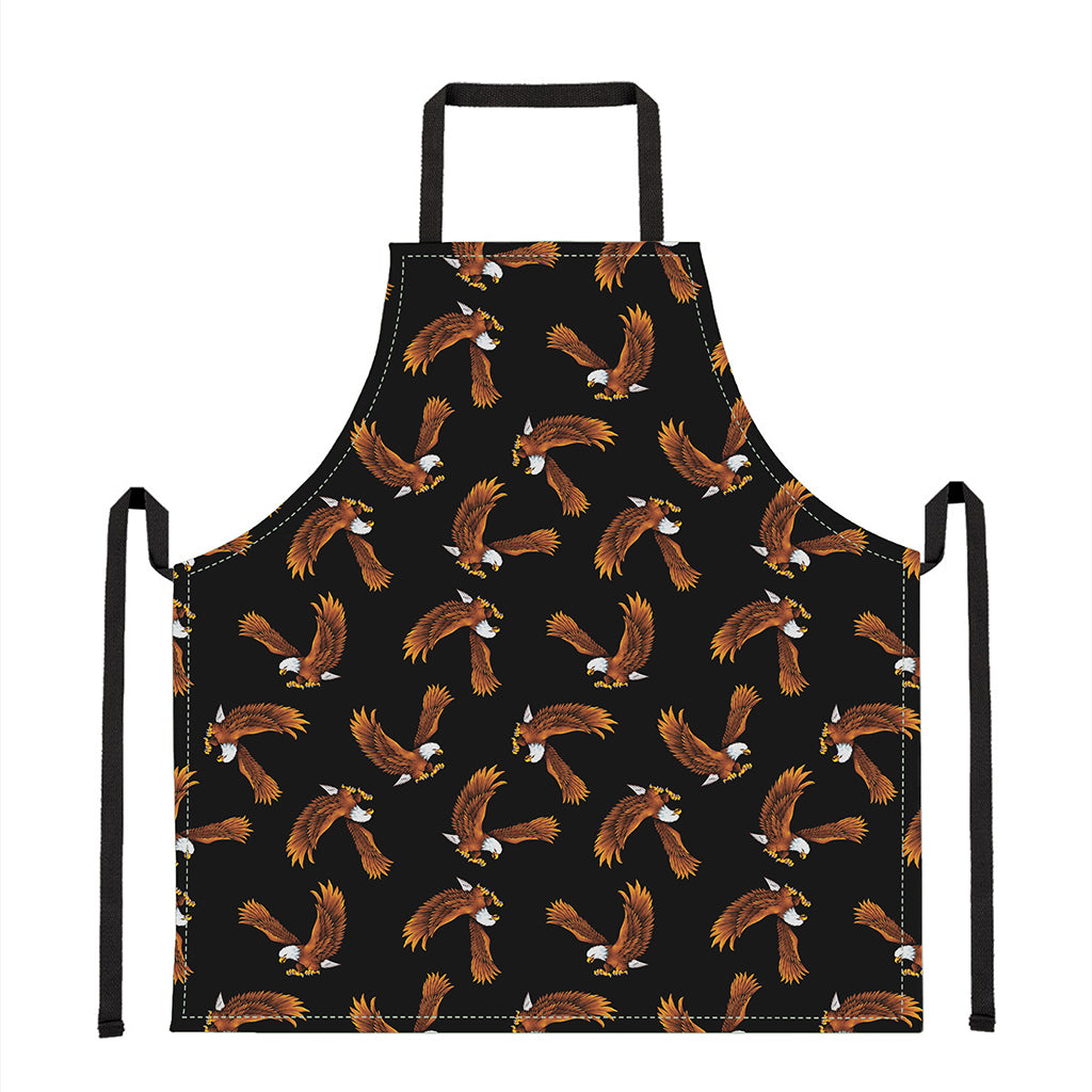 White And Brown Eagle Pattern Print Apron