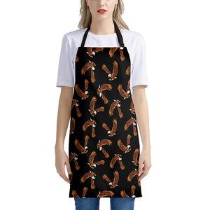 White And Brown Eagle Pattern Print Apron