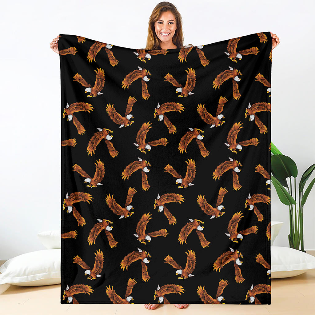 White And Brown Eagle Pattern Print Blanket