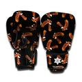 White And Brown Eagle Pattern Print Boxing Gloves