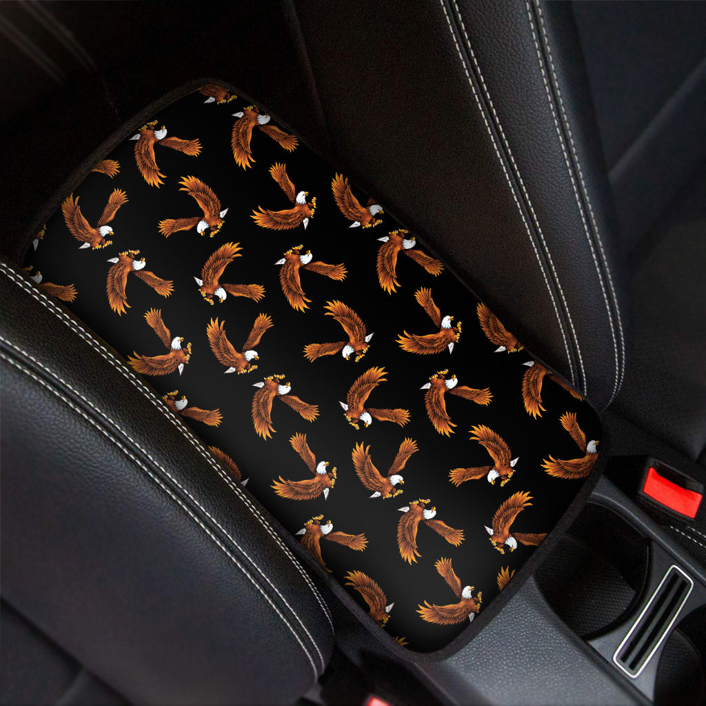 White And Brown Eagle Pattern Print Car Center Console Cover